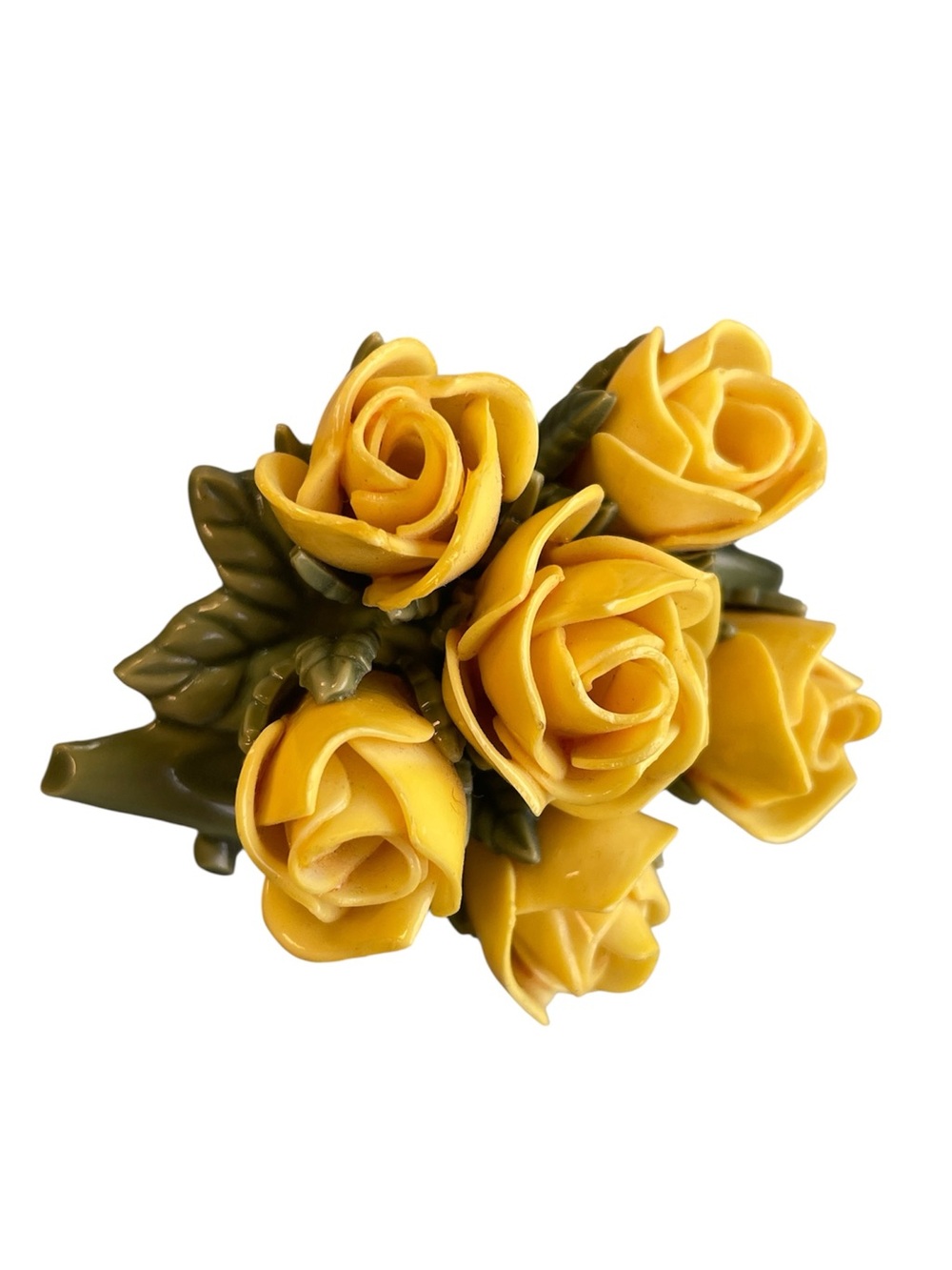 Large Vintage Yellow Rose Cluster Celluloid Brooch